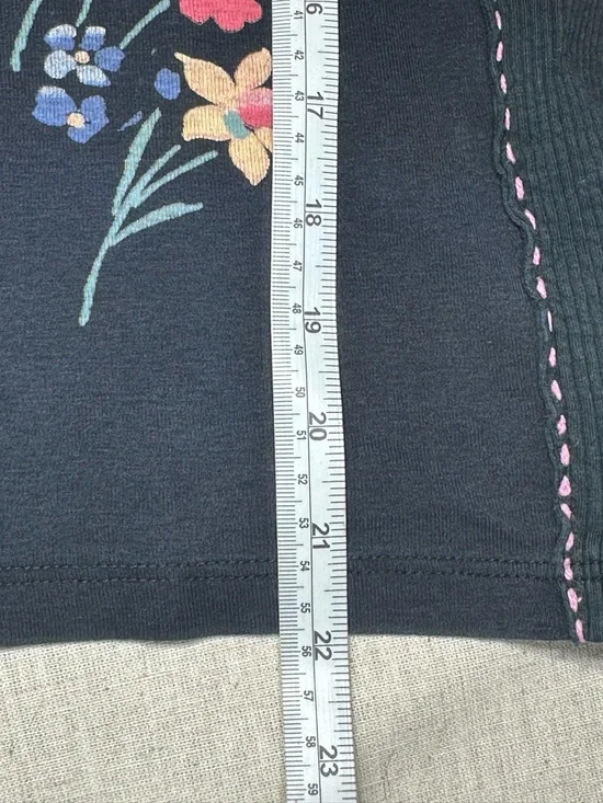 Vanilla Sugar Vintage Y2K Black 3/4 Long Sleeve Top pink black gem detail size M - Picture 5 of 7